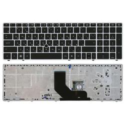 клавиатура для ноутбука hp probook 6560b elitebook 8560p черная рамка серебристая с трекпойнтом