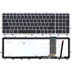 клавиатура для ноутбука hp envy 15-j000 черная с серебристой рамкой с подсветкой