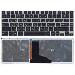 клавиатура для ноутбука toshiba m40t черная с серой рамкой и подсветкой