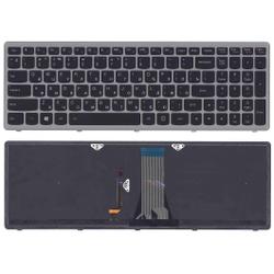 клавиатура для ноутбука lenovo g505s z510 s510 черная с подсветкой c серебристой рамкой