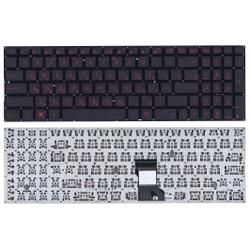 клавиатура для ноутбука asus n541, n501 черная, шрифт красный, с подсветкой