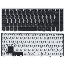 клавиатура для ноутбука hp elitebook folio 9470m черная с серебристой рамкой без указателя