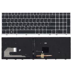 клавиатура для ноутбука hp elitebook 850 g5 755 g3 черная с серой рамкой и подсветкой
