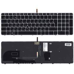 клавиатура для ноутбука hp elitebook 850 g3 850 g4 черная с серой рамкой и подсветкой
