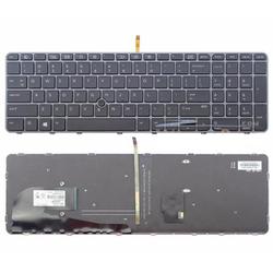 клавиатура для ноутбука hp elitebook 850 g3 850 g4 черная с черной рамкой и подсветкой