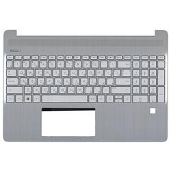 клавиатура для ноутбука hp 15s-eq 15s-fq топкейс серебристый fpr