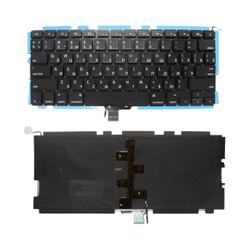 клавиатура для ноутбука apple macbook a1278 черная, плоский enter, с подсветкой