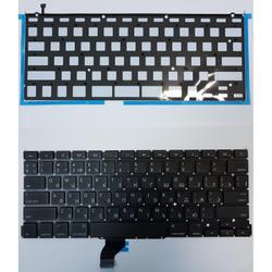клавиатура для ноутбука apple macbook a1502 черная, плоский enter, с подсветкой