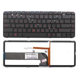 клавиатура для ноутбука hp pavilion dm4-3000, dv4-3000 черная, с подсветкой, красные буквы