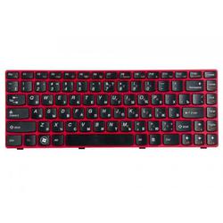 клавиатура для ноутбука lenovo ideapad z380, z480, z485, g480 черная, с красной рамкой