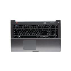 клавиатура для ноутбука samsung np700z7c черная, верхняя панель в сборе (серая)