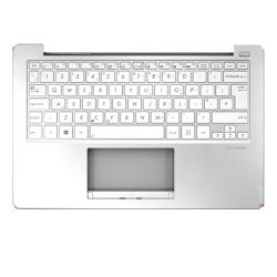 клавиатура для ноутбука asus x201, x201e, s200, s200e белая, верхняя панель в сборе (серебряная)