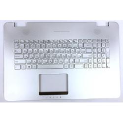 клавиатура для ноутбука asus n751, g771 серебряная, с подсветкой, верхняя панель в сборе